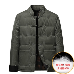 中老年唐装90绒羽绒服男士复古盘扣风羽绒服外套中式唐装图片