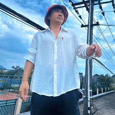 TS1慵懒风学院男士休闲长袖棉麻衬衫风透气凉爽高质量舒适潮，男装衬衫，星座115A-2