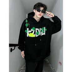 706-1-WY888-P75加绒P80秋季港风葡萄刺绣网球毛巾绣连帽卫衣，男装卫衣，星座706-1