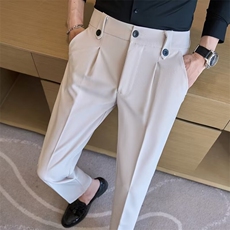 小西裤男九分修身直筒休闲裤男士高级垂感黑色西装长裤子潮KA502，男装西裤，星座1116A-2（原606A-1）