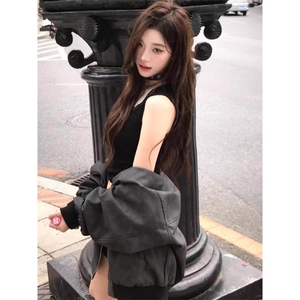 美式潮牌PU皮夹克男女重磅复古cleanfit皮衣外套高街痞帅翻领上衣图片