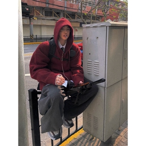 红色毛衣男女韩版潮流高街帅气2025冬季ins针织衫MZ1005-P62图片