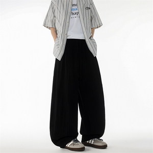 8XL-M亚麻弯刀裤直筒阔腿裤子男夏季宽松大码运动灯笼裤KZ068P60图片