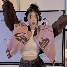 美式休闲棒球服外套女小个子春秋款辣妹风飞行员夹克短款上衣秋，男装夹克，星座1210-1