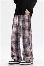 2026港风小香风扎染抽绳休闲裤膝盖褶皱大码M-5XL工装裤77937P45，男装工装外套，星座227-7