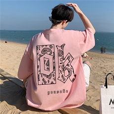 纯棉情侣装字母印花夏短袖T恤男大码A430-1-WT220，男装T恤，电商A426-1(原A430-1)