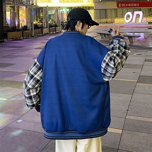 JK809 P65港风拼接棒球服百搭休闲宽松夹克外套男图片