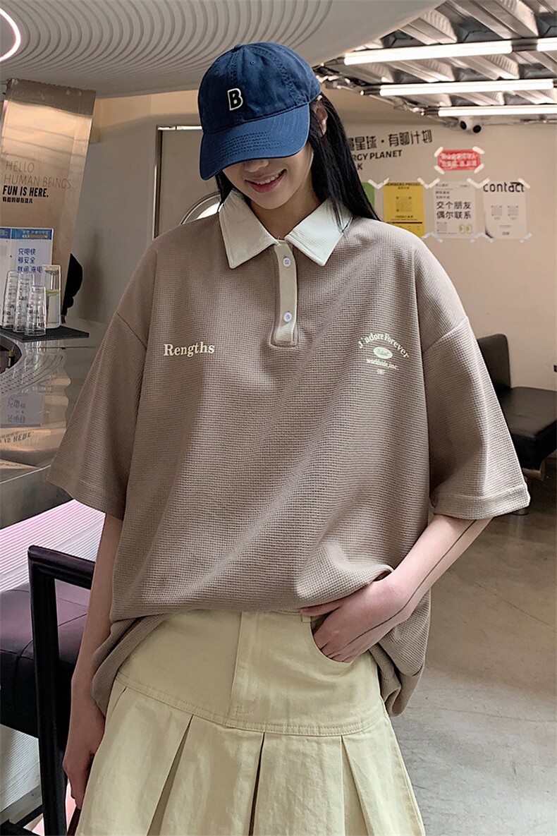 情侣装夏装2026新款港风宽松polo衫翻领夏季男装短袖T恤S187-P48,男装Polo衫,电商A233-1