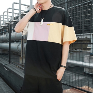 2021新款夏季男士短袖t恤衣服宽松潮流五分袖上衣 DS425T图片