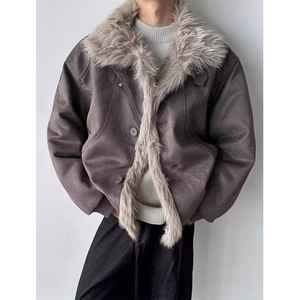 复古做旧座山雕加厚棉服男女宽松解构磨毛高级感毛领外套 M806图片