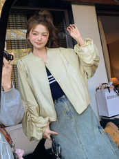 浅黄色休闲短外套女2025春季新款设计感超好看小个子百搭夹克上衣，女装短外套，浙宝192（原082）