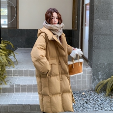 【已出货】50白鸭绒双排扣长款连帽羽绒服2C372-872-P335控498，女装羽绒服，2C372