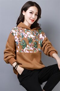 时尚复古印花百搭显瘦卫衣冬季新款潮流舒适保暖图片
