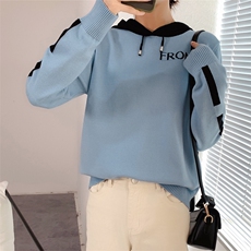 时尚女士秋冬简约带字母帽衫卫衣舒适保暖显瘦百搭，女装卫衣/绒衫，洁纯羊绒