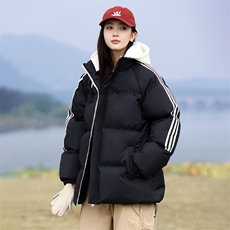 现货二开抖音得物三防织带加厚撞色连帽棉衣冬季棉服LL82567，男装棉衣，电商A486