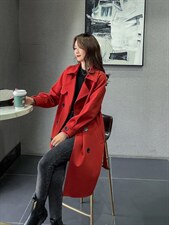 时尚修身显瘦长大衣外套，其它，千利红