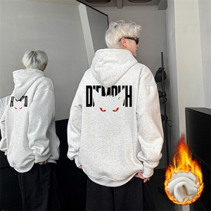 现货WY624-P45加绒小恶魔克重磅连帽卫衣男美式高街潮牌外套a图片