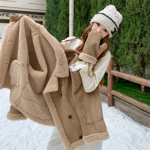 【现货】2025年冬季新款麂皮绒复合羊羔毛外套2565款P205-K278，女装羊羔毛/颗粒绒，浙宝301