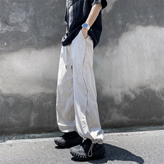 夏季登山冲锋裤薄款速干潮牌宽松阔腿抽绳休闲裤，男装休闲裤，星座410-7
