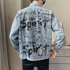 JK823-p80M-5X店主风ins牛仔夹克绣花破洞大码男日系CITYBOY，男装夹克，星座103A