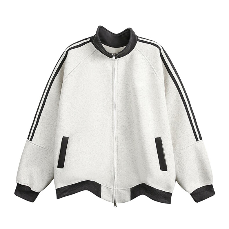 抖音得物高品质美式高街重磅结构设计拼接织带立领卫衣外套CM42，女装短外套，电商A486-1