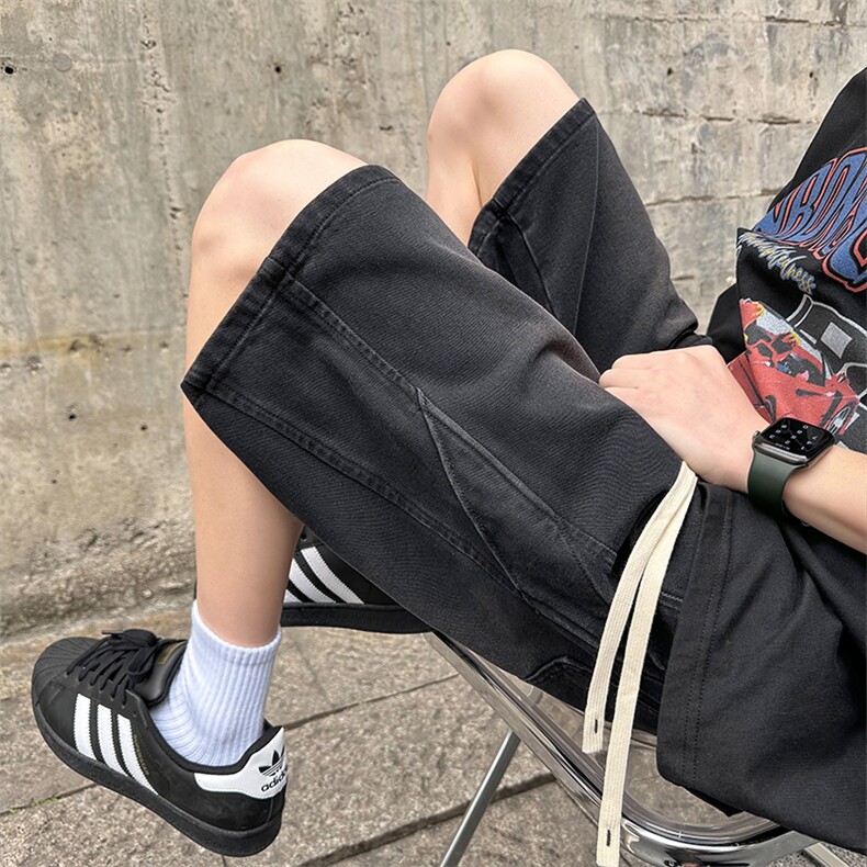 2024夏季新款外景大码美式拼接牛仔短裤M-5XGK24385-P50,男装牛仔裤,电商A022