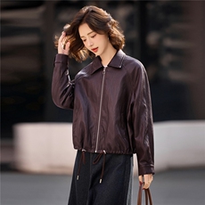【春季女装新款】大量现货时尚休闲宽松金属丝短款皮衣外套，女装皮衣，魅衣本色
