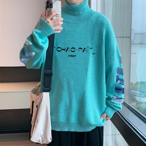 ！2023秋冬新款男士高领毛衣潮牌百搭针织衫上衣线衫M706P60图片