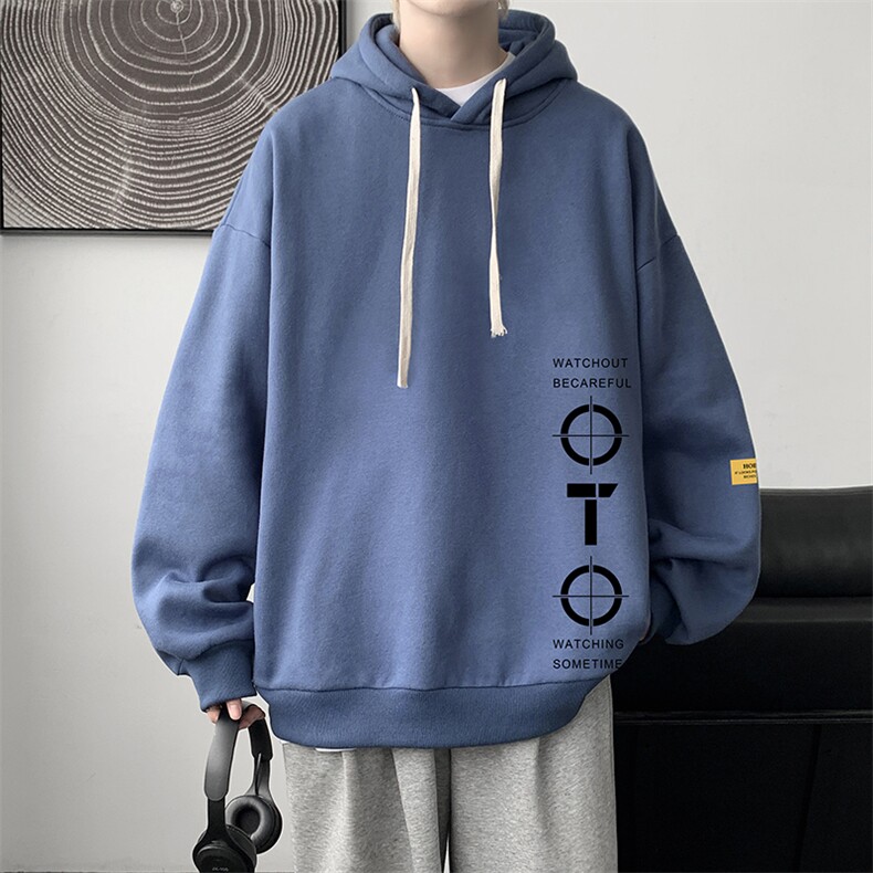 WY2114-P35纯棉连帽卫衣男大码运动帽衫宽松薄外套男,男装卫衣,电商A040