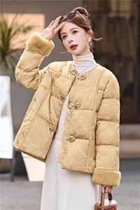 新中式羽绒服女冬季2025新款高级感气质减龄百搭毛绒拼接外套图片