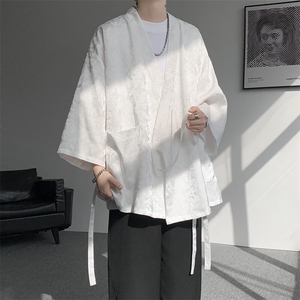 风提花开衫道袍七分袖汉服大码中式禅服冰丝和服外套DP1101/P58图片