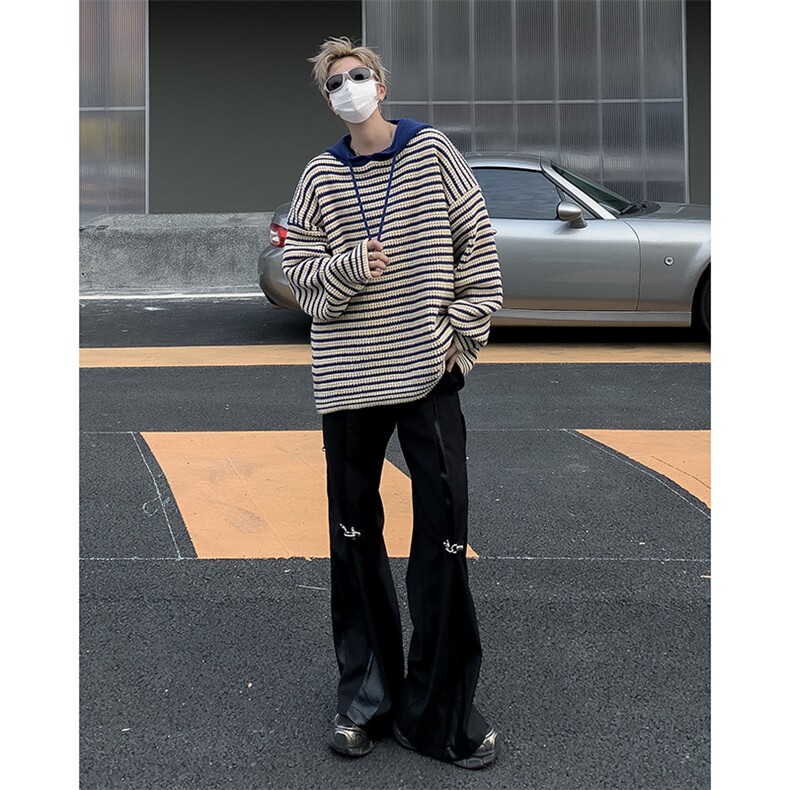针织衫男韩版潮流高街帅气连帽2023冬季新款ins宽松毛衣MZ199-P53,男装针织衫/毛衣,星座412-3