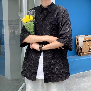 夏季宽松慵懒风小众中性衬衣男日系设计感短袖衬衫袖 W3294-P36图片