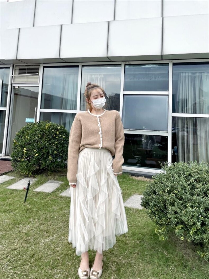 重工设计款开衫小毛衣，女装针织衫/毛衣，朗蔻