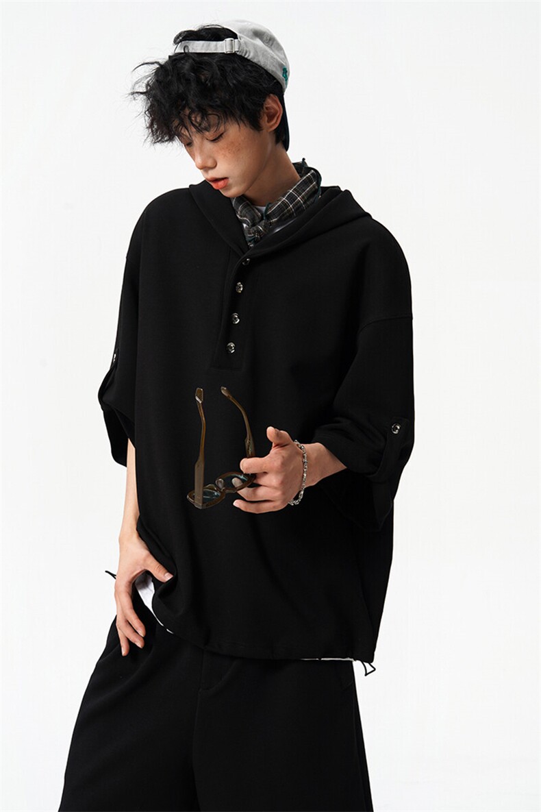 8XL-M高品质莫代尔空气层套装连帽短袖男上衣五分裤两件套TZ110,男装休闲套装,电商D206-1