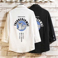 QC58160-P45亚七分袖衬衫男大码五分袖衬衣男短袖，男装衬衫，电商A040A