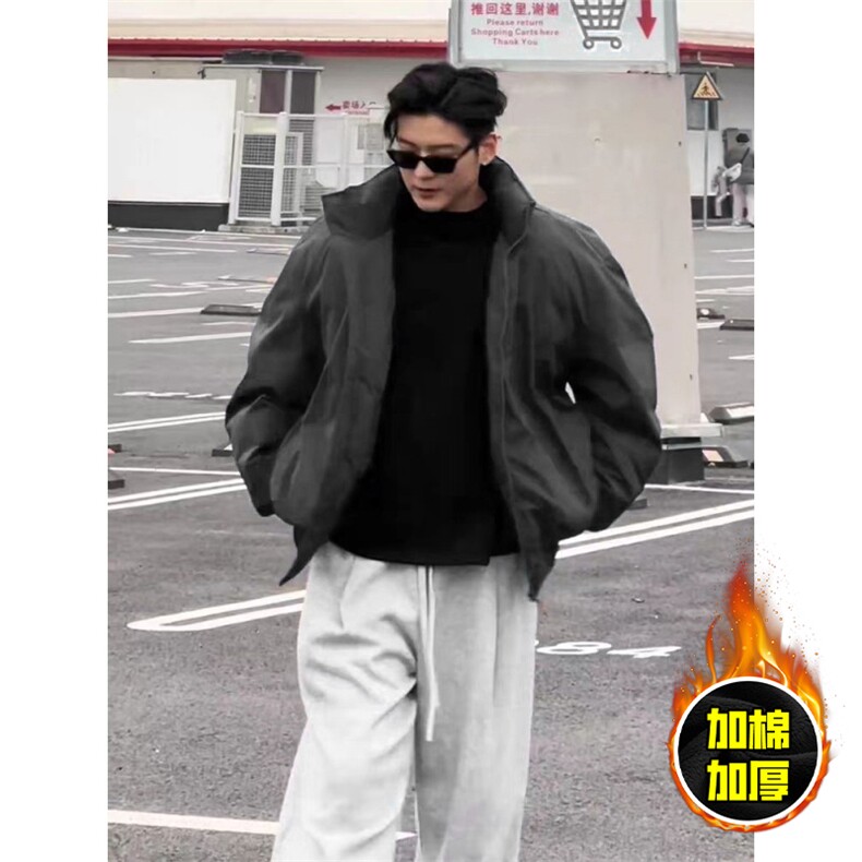 现货美式高街休闲棉衣夹克三防立领纯色户外工装加厚棉服外套,男装夹克,电商A486