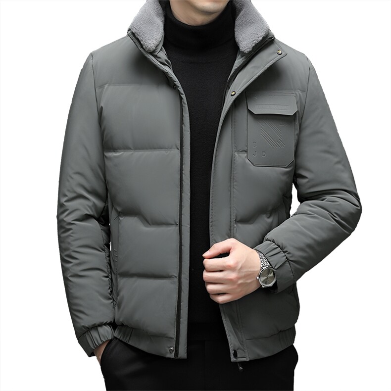 冬季立领纯色羽绒服男士爸爸装加厚保暖上衣中年商务休闲男装外套,男装羽绒服,电商B212（原钱塘6029）