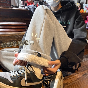 2025冬季潮流新款华夫格加绒宽松休闲裤B315-K5431J-P55控68