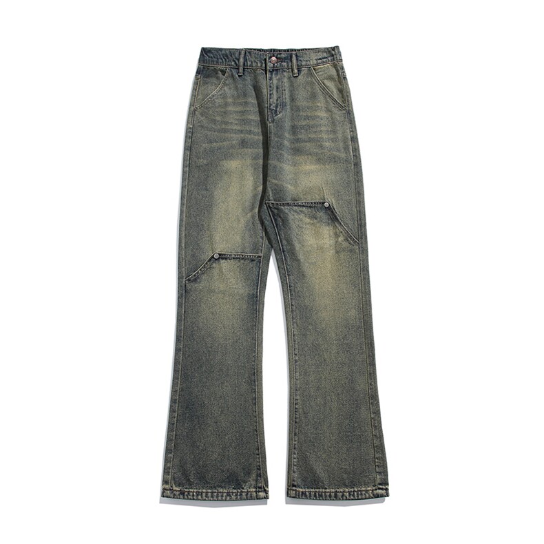美式复古潮牌宽松微喇高街直筒裤男生工装XZ225-3-CK903-P55控75,男装牛仔裤,星座225-3