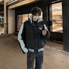 405A美式高街撞色短款棉服加厚立领面包服MY24919-P125控158，男装棉衣，星座405A