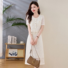2025夏季新款时尚气质优雅收腰显瘦中长款连衣裙套装，商品下架区，魅家