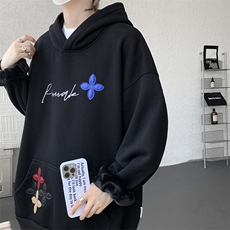 秋季美式小众情侣加厚外套宽松重工贴片刺绣连帽卫衣男潮WY22P78，女装短外套，电商D206-1