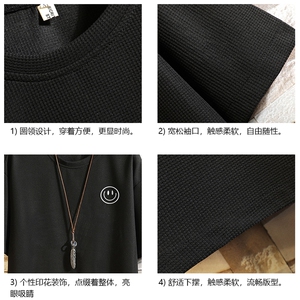 HT73224-P22 华夫格t恤男短袖男大码五分袖  砖墙图片