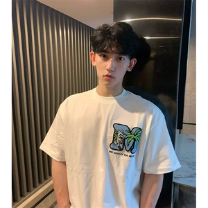 万针全刺绣工艺抖音得物高品质260克重磅纯棉双纱美式高街短袖T恤图片