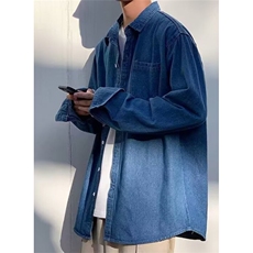 [006]牛仔衬衫男宽松休闲工装衬衣外套多口袋上衣A079-Y006-P39，男装衬衫，电商A079