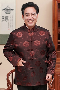 新款中老年唐装加绒棉衣男秋冬季加厚外套祝寿爸爸装风爷爷装图片