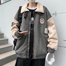 现货新款冬季羊羔绒男宽松加厚衣休闲情侣服AW2232-P100，男装棉衣，星座512-3