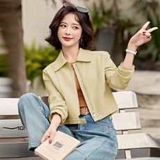 BAO主推皮衣外套女短款25年春季新款气质韩版显瘦小个子机车服女，女装皮衣，美拉德工厂直营店