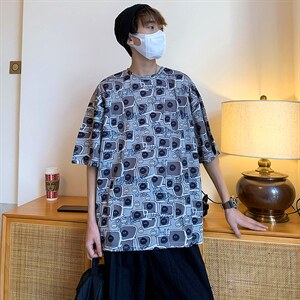 2024夏季新款印花短袖T恤男宽松嘻哈潮流半袖图片